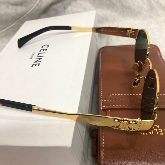 Celine Triomphe Metal Sunglasses in Metal Gold / Green - Picture 6 of 6